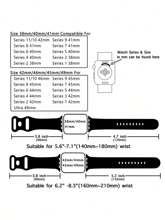 Soft Silicone Waterproof Sports Watch Band Compatible With 38mm, 40mm, 41mm, 42mm, 44mm, 45mm, 49mm Watches, Suitable For Series 11, 10, 9, Ultra, 8, 7, 6, 5, 4, 3, 2, 1, SE, Available For Both Men And Women