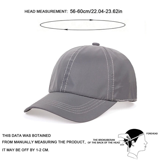 Unisex Silver Luminous Personality Baseball Caps Spring Autumn Outdoor Adjustable Casual Hats Sunscreen Hat