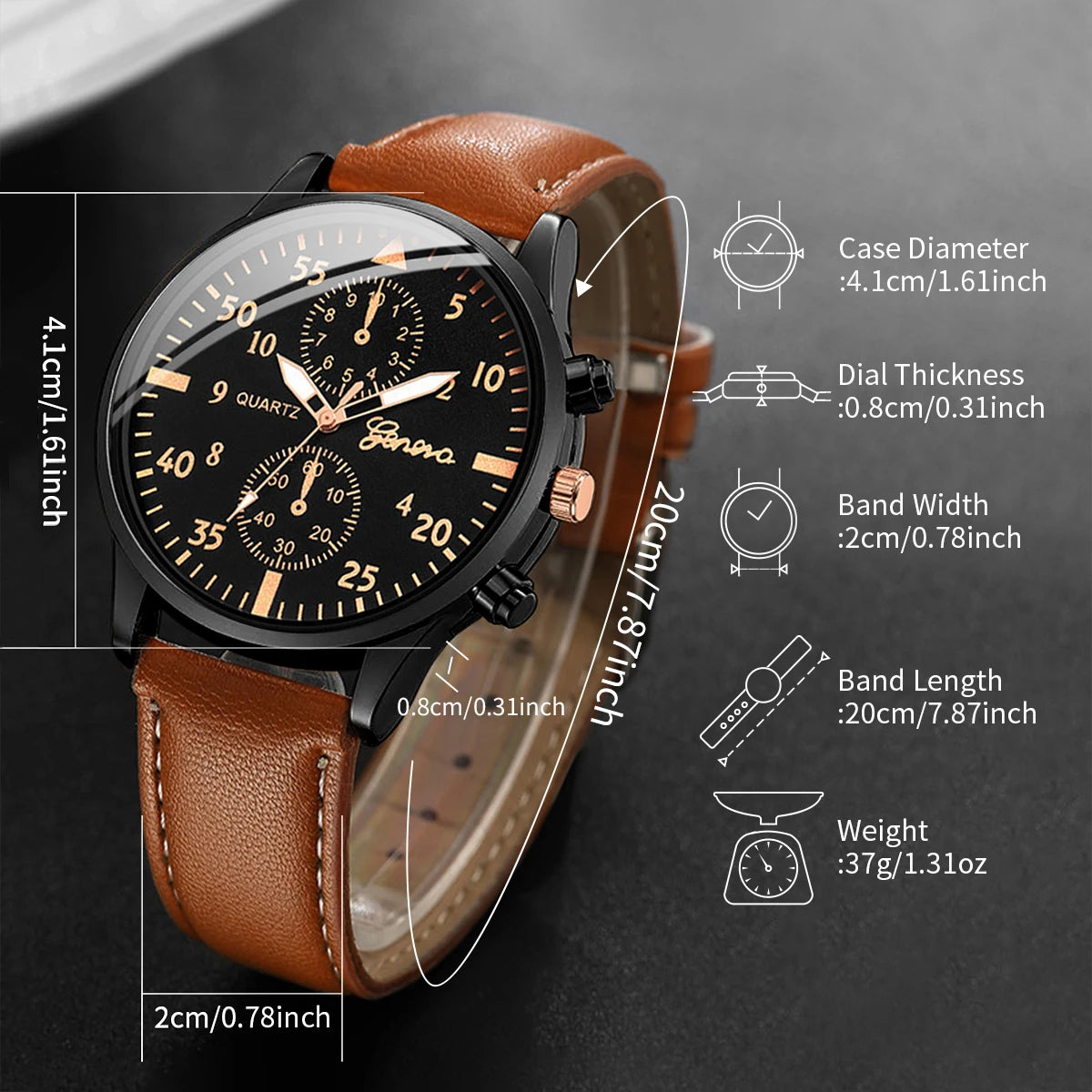 4PCS Fashion Arabic Dial Men Business Watches Vintage Bracelets Set Leather Band Quartz Wristwatch Relogio Masculino(Without Box