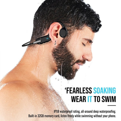 New Style Open Ear Neckband Bone Conduction Sports Headphones IPX8 Waterproof Swimming Earbuds Wireless Bluetooth Earphones