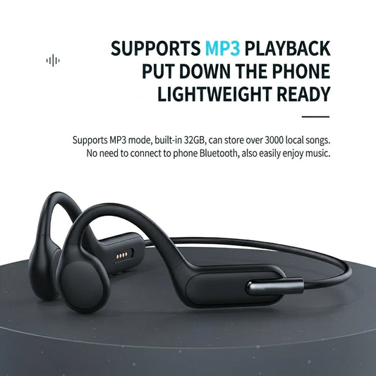 New Style Open Ear Neckband Bone Conduction Sports Headphones IPX8 Waterproof Swimming Earbuds Wireless Bluetooth Earphones