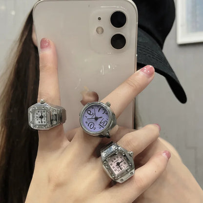 Ring Watch New Hot Selling Creative Alloy Shell Finger Circular Dial Couple Men And Women