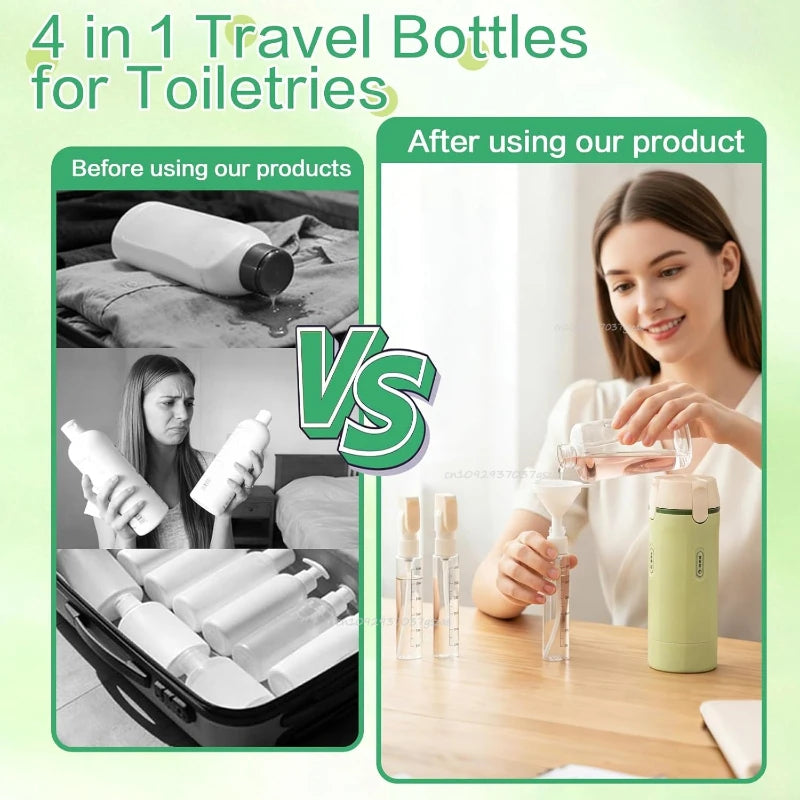 4-in-1 Emulsion Dispenser Bottle Travel Bottle Minimalist with Labels Travel Dispenser Bottle Toiletry Container Travel Bottles