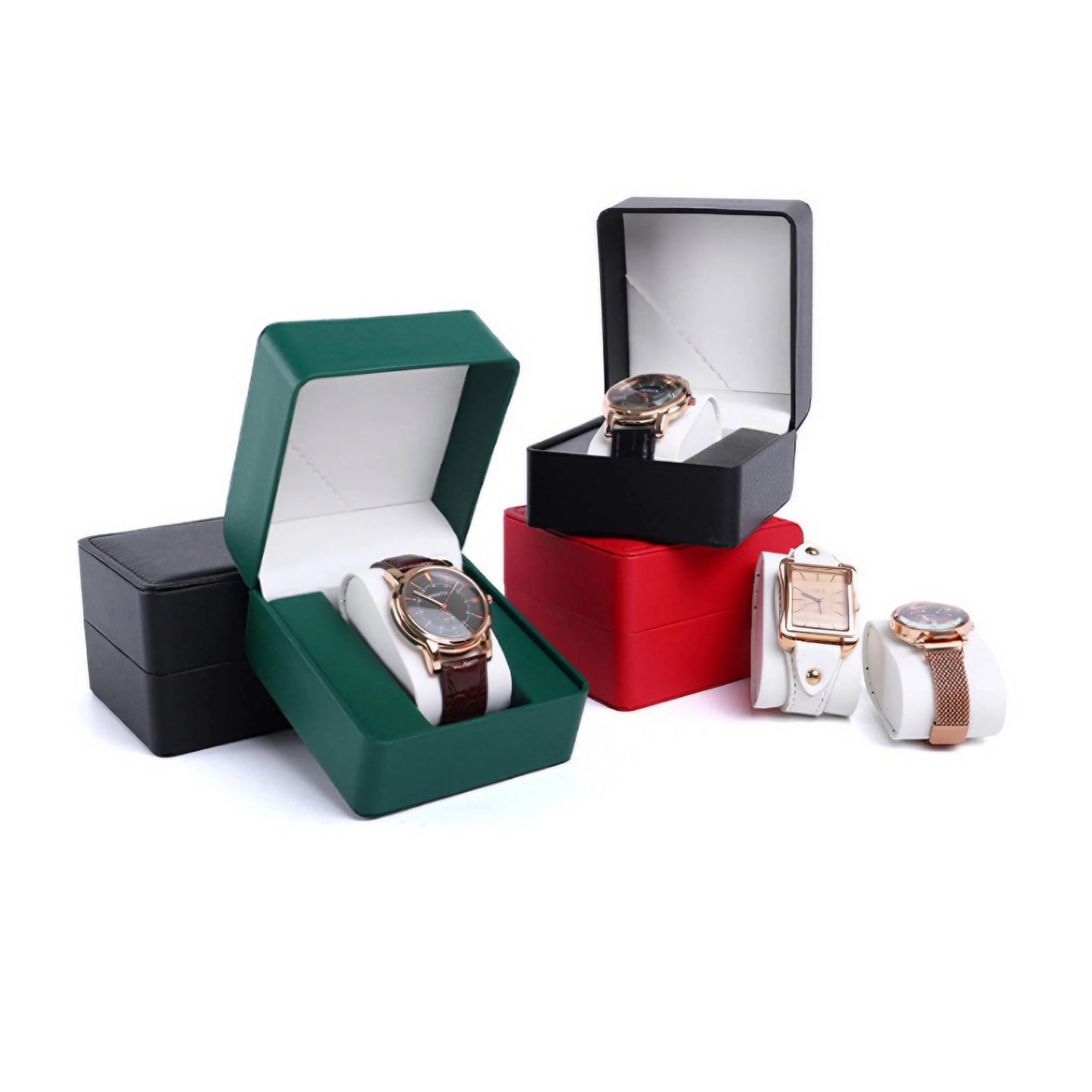 Single Watch Gift Box with Pillow PU Leather Wristwatch Display Case Organizer for Men