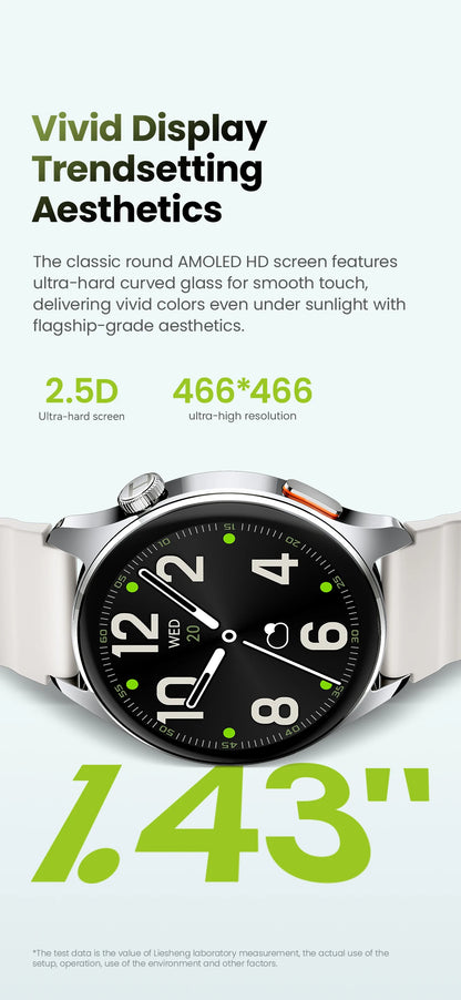 HAYLOU Watch 4S GPS Smartwatch 1.43” HD AMOLED Display 5 Satellite GPS Positioning 120+ Workout Modes Sport Fitness Smart Watch