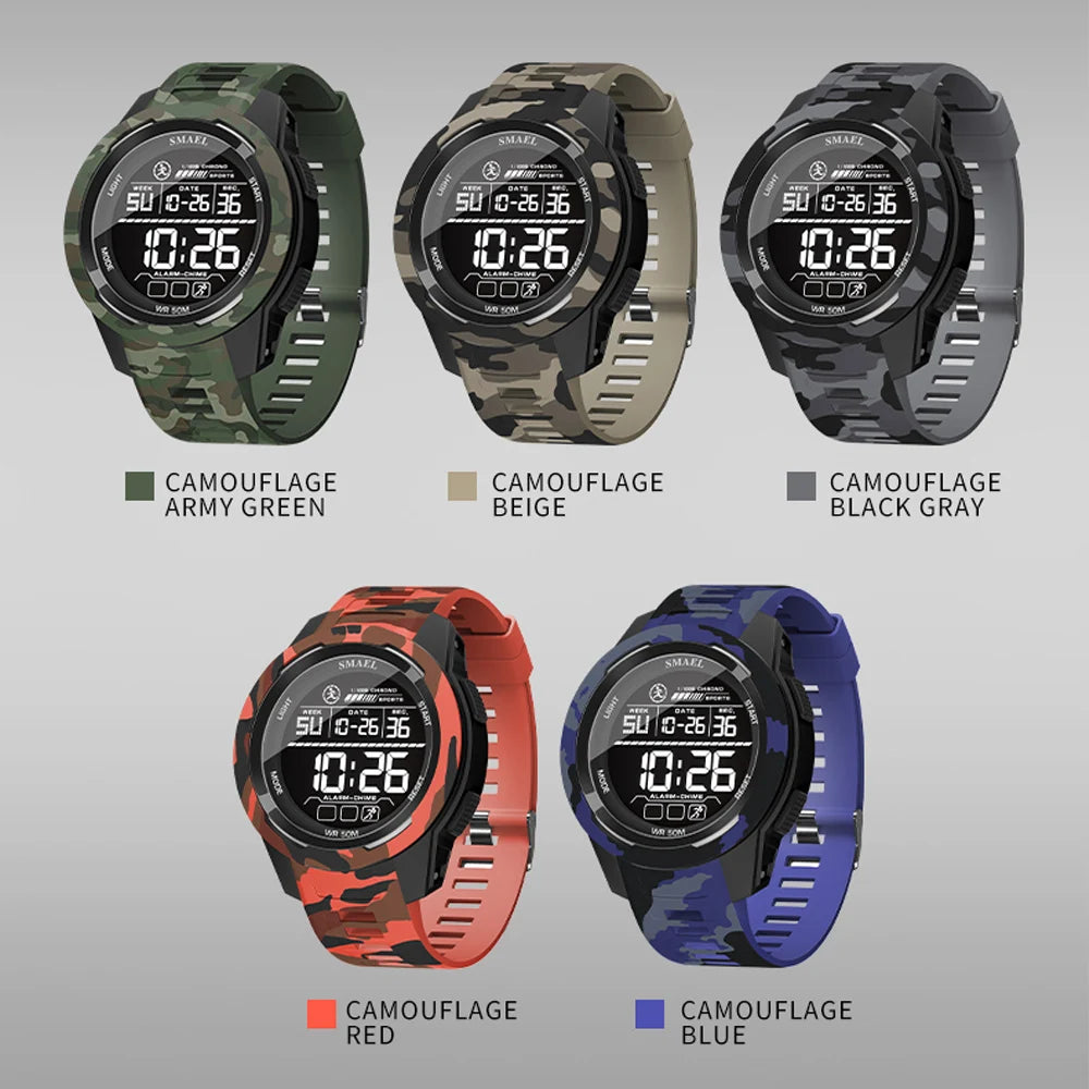 New SMAEL 8105 Watches Camo Strap Military Sport Watch for Men Clock Fashion Digital Wristwatch Waterproof Shockproof Watches