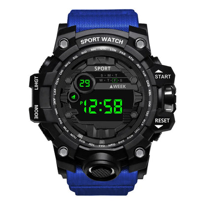 Men's Watch Fashion Sports Electronic Wristwatch Large Dial Multifunctional Waterproof Luminous Alarm Kids Male's Military Watch