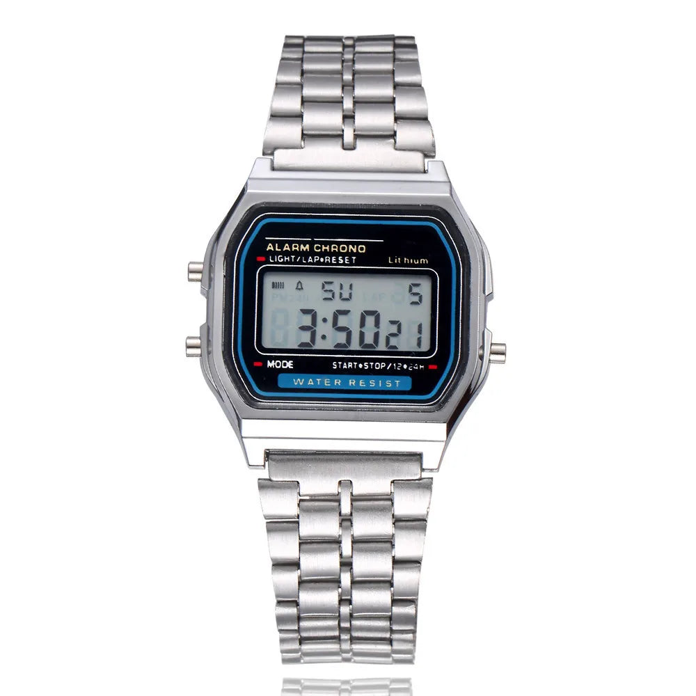 Elegant Digital Watch For Women Gold Silver Stainless Steel Business Ladies Electronic Wrist Watches Man Clock Zegarek Damski