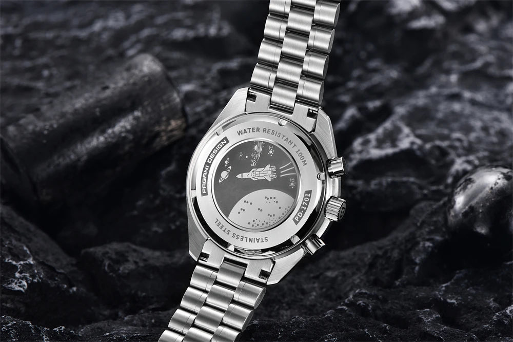 PAGANI DESIGN 2026 New Moon Men's Watches Luxury Quartz Watch For Men VK63 Chronograph AR Sapphire Mirror Ceramic Bezel Luminous