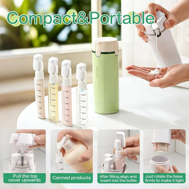 4-in-1 Emulsion Dispenser Bottle Travel Bottle Minimalist with Labels Travel Dispenser Bottle Toiletry Container Travel Bottles