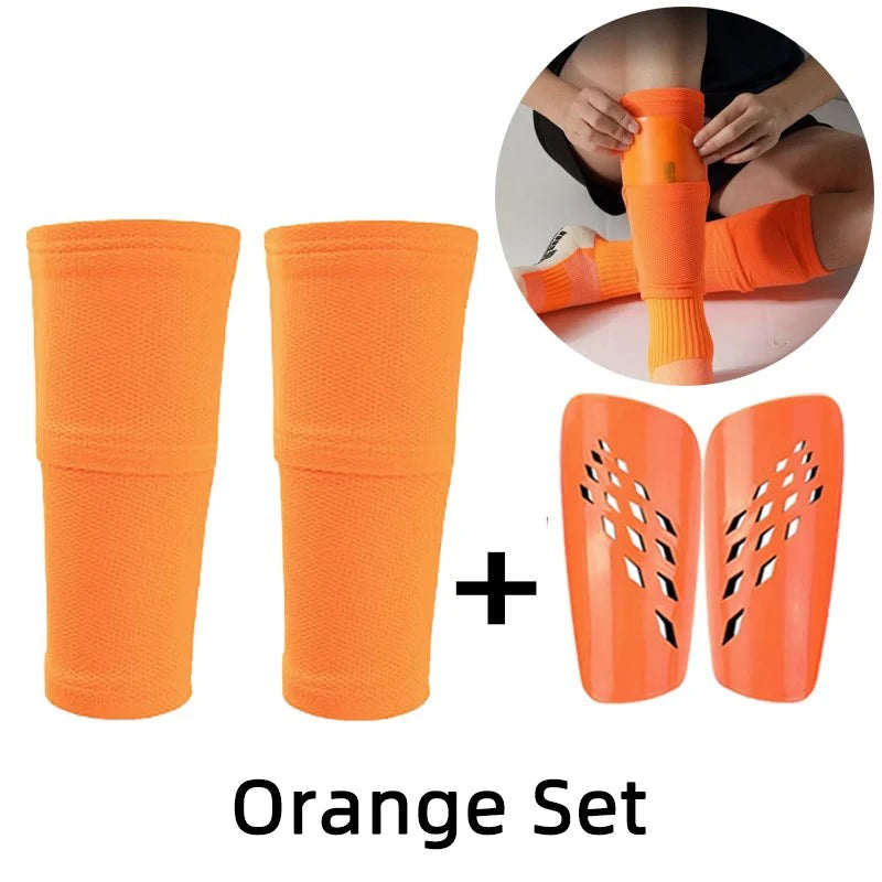 A Set Soccer Shin Guard Adults Kids Socks With Pocket Professional Shields Legging Shinguards Cover Sleeves Protective Gear