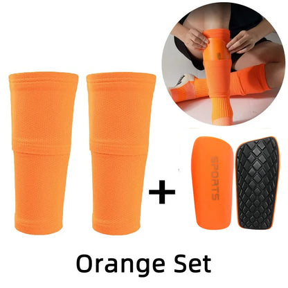 A Set Soccer Shin Guard Adults Kids Socks With Pocket Professional Shields Legging Shinguards Cover Sleeves Protective Gear