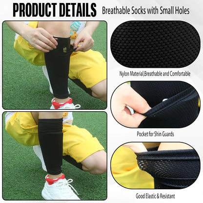 Soccer Shin Guards for Kids Youth Teens Adults Shin Pads and Sock Sleeves,Protection Gear EVA Cushion Protection for Soccer Game