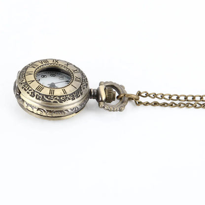 New Fashion Vintage Pocket Watch Alloy Roman Number Dual Time Display Clock Necklace Chain Watches Birthday Gifts