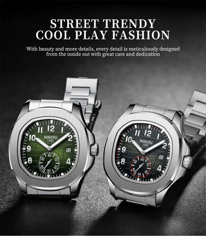 NIBOSI Sport Mens Watches Top Brand Luxury Auto Date Watch Men Waterproof Luminous AQUANAUT Quartz Watches for Men Reloj Hombre