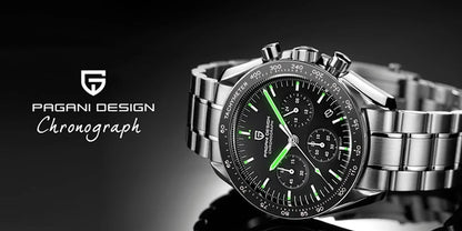 PAGANI DESIGN 2026 New Moon Men's Watches Luxury Quartz Watch For Men VK63 Chronograph AR Sapphire Mirror Ceramic Bezel Luminous