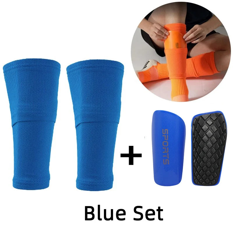 A Set Soccer Shin Guard Adults Kids Socks With Pocket Professional Shields Legging Shinguards Cover Sleeves Protective Gear