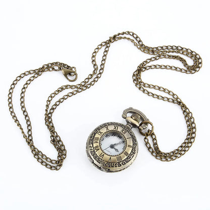 New Fashion Vintage Pocket Watch Alloy Roman Number Dual Time Display Clock Necklace Chain Watches Birthday Gifts