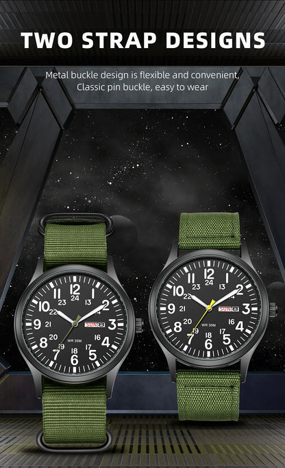2024 TPW Field Watch Easy Reading Fabric Strap 24 Hours Display Quartz Movement
