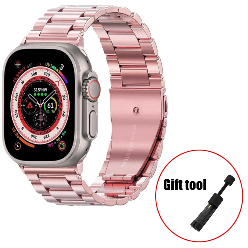 Metal Strap For Apple Watch Ultra 49mm 9 8 7 45mm 41mm Stainless Steel Bracelet For iWatch 6 5 SE 3 44mm 42mm 40mm 38mm S10 42mm