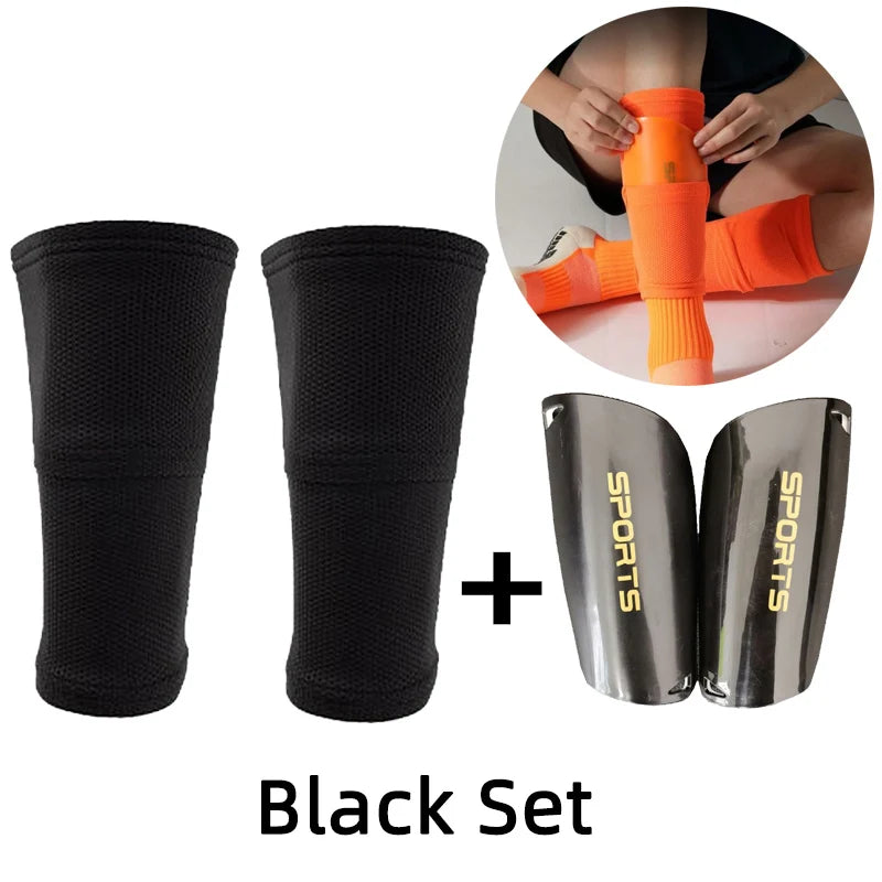 A Set Soccer Shin Guard Adults Kids Socks With Pocket Professional Shields Legging Shinguards Cover Sleeves Protective Gear