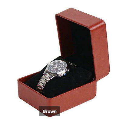 Single Watch Gift Box with Pillow PU Leather Wristwatch Display Case Organizer for Men