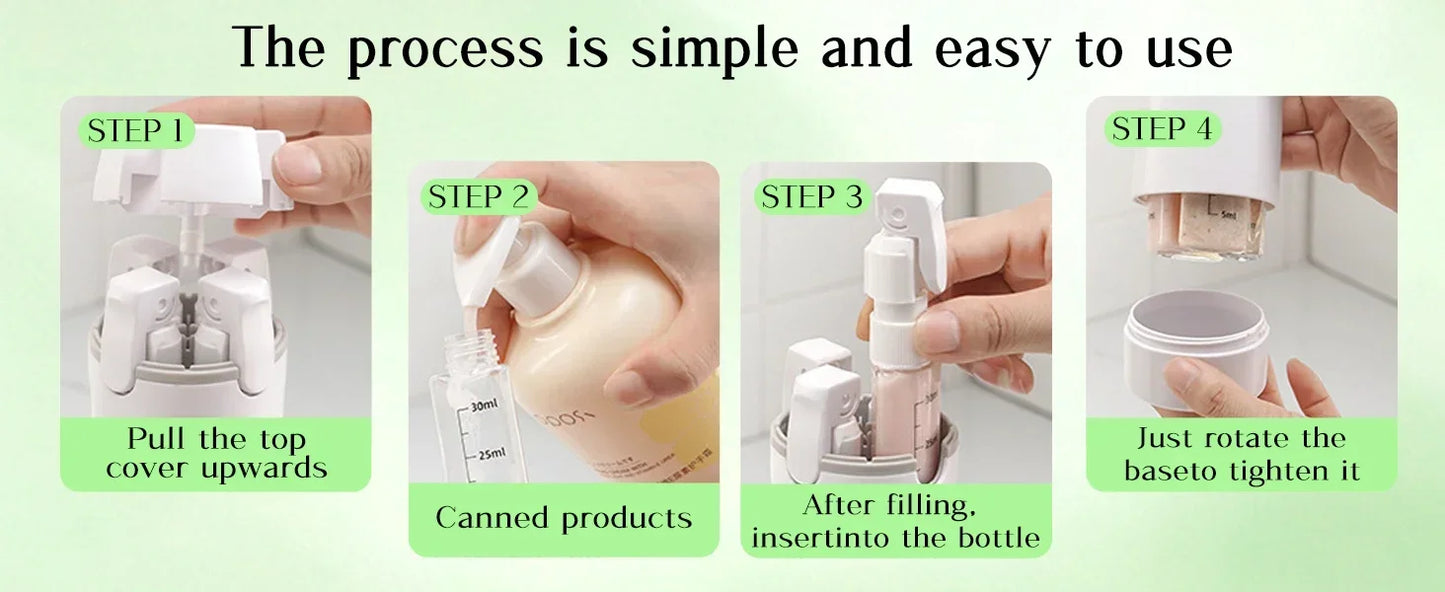 4-in-1 Emulsion Dispenser Bottle Travel Bottle Minimalist with Labels Travel Dispenser Bottle Toiletry Container Travel Bottles