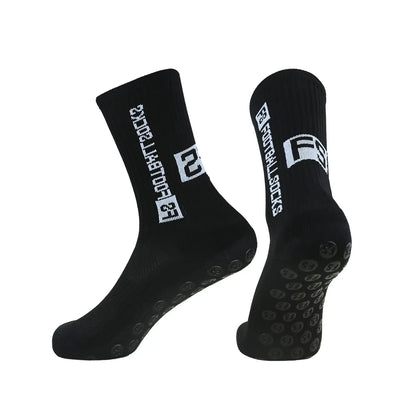 4 Pairs Men's Soccer Socks with Grip, Non Slip Anti Slip Athletic Socks with Cushion Pads for Football/Basketball/Hockey