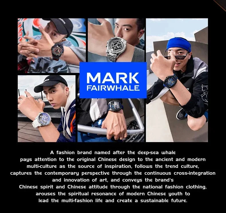 Mark Fairwhale 5031 New Top Brand Men's Quartz Watch Rotating Digital Dial Entertainment Cool Waterproof Night Light Watch reloj