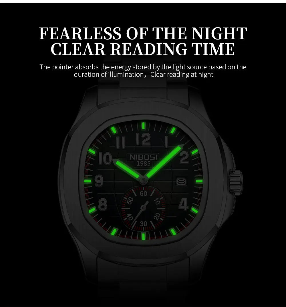 NIBOSI Sport Mens Watches Top Brand Luxury Auto Date Watch Men Waterproof Luminous AQUANAUT Quartz Watches for Men Reloj Hombre