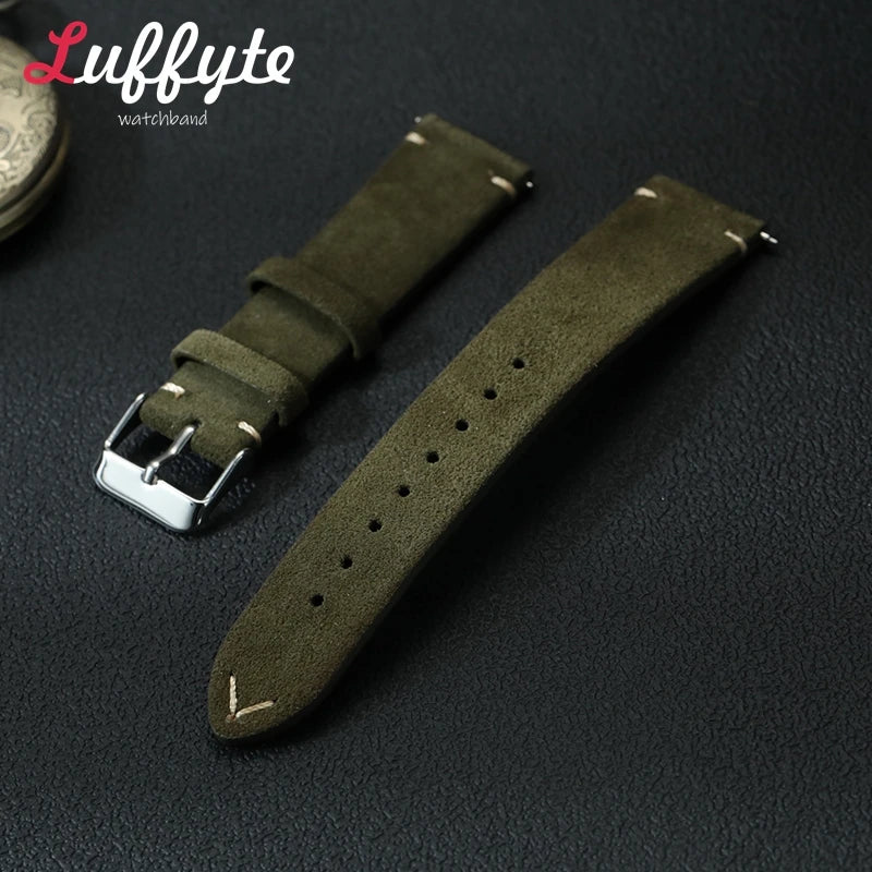 Vintage Suede Leather Watch Band 18mm 20mm 22mm Handmade Men Women Wristwatch Strap Quick Release Smartwatch Watchband