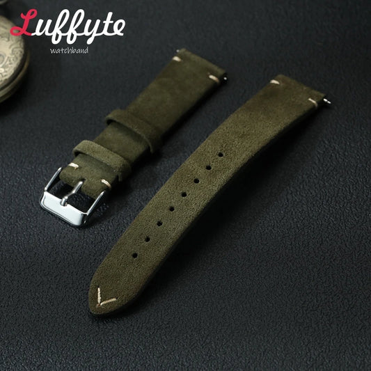 Vintage Suede Leather Watch Band 18mm 20mm 22mm Handmade Men Women Wristwatch Strap Quick Release Smartwatch Watchband