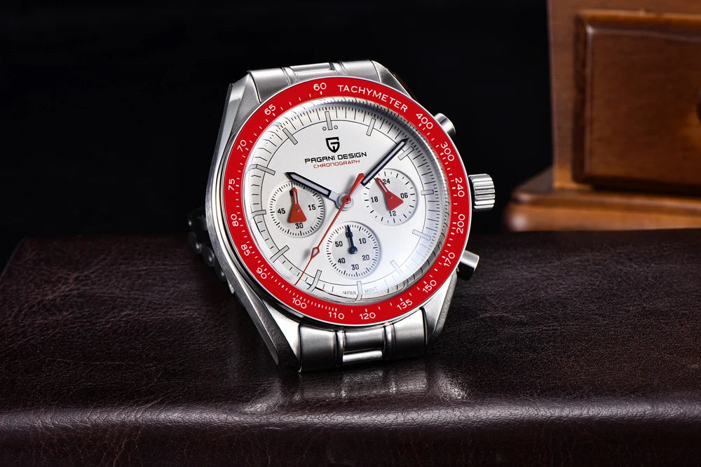 PAGANI DESIGN 2026 New Moon Men's Watches Luxury Quartz Watch For Men VK63 Chronograph AR Sapphire Mirror Ceramic Bezel Luminous