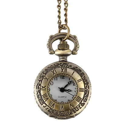 New Fashion Vintage Pocket Watch Alloy Roman Number Dual Time Display Clock Necklace Chain Watches Birthday Gifts
