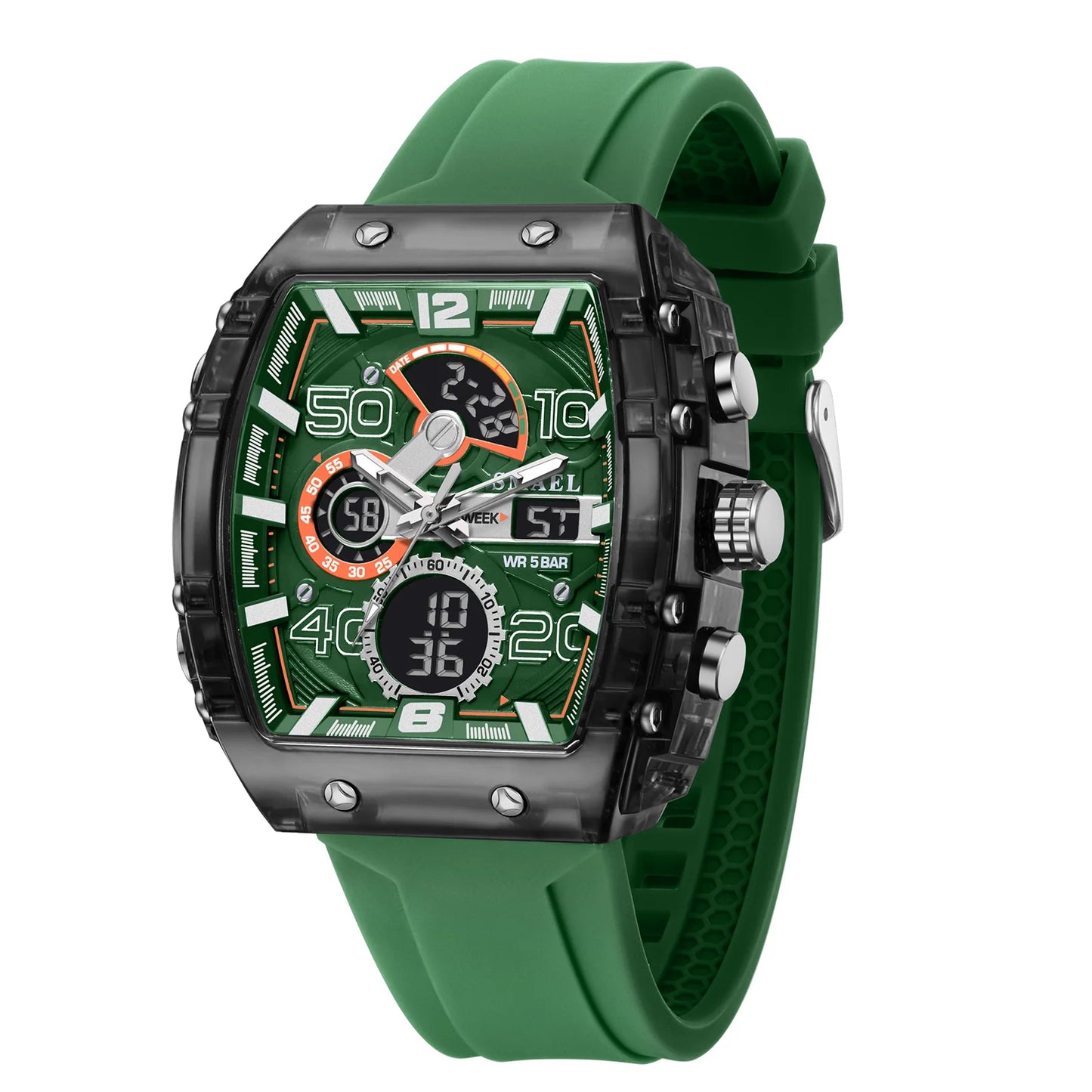 SMAEL Brand 8109 New electronic watch fashion square dual display waterproof luminous Multi-color For Men