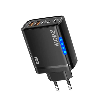5-in-1 GaN 240W Fast Charger  Desktop Charger USB Type C Charger Fast Charging Quick Charge 3.0 Adapter For iPhone SamsungHuawei