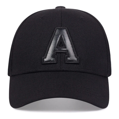 Unisex A Letter Leather Label Embroidery Snapback Baseball Caps Spring and Autumn Outdoor Adjustable Casual Hats Sunscreen Hat