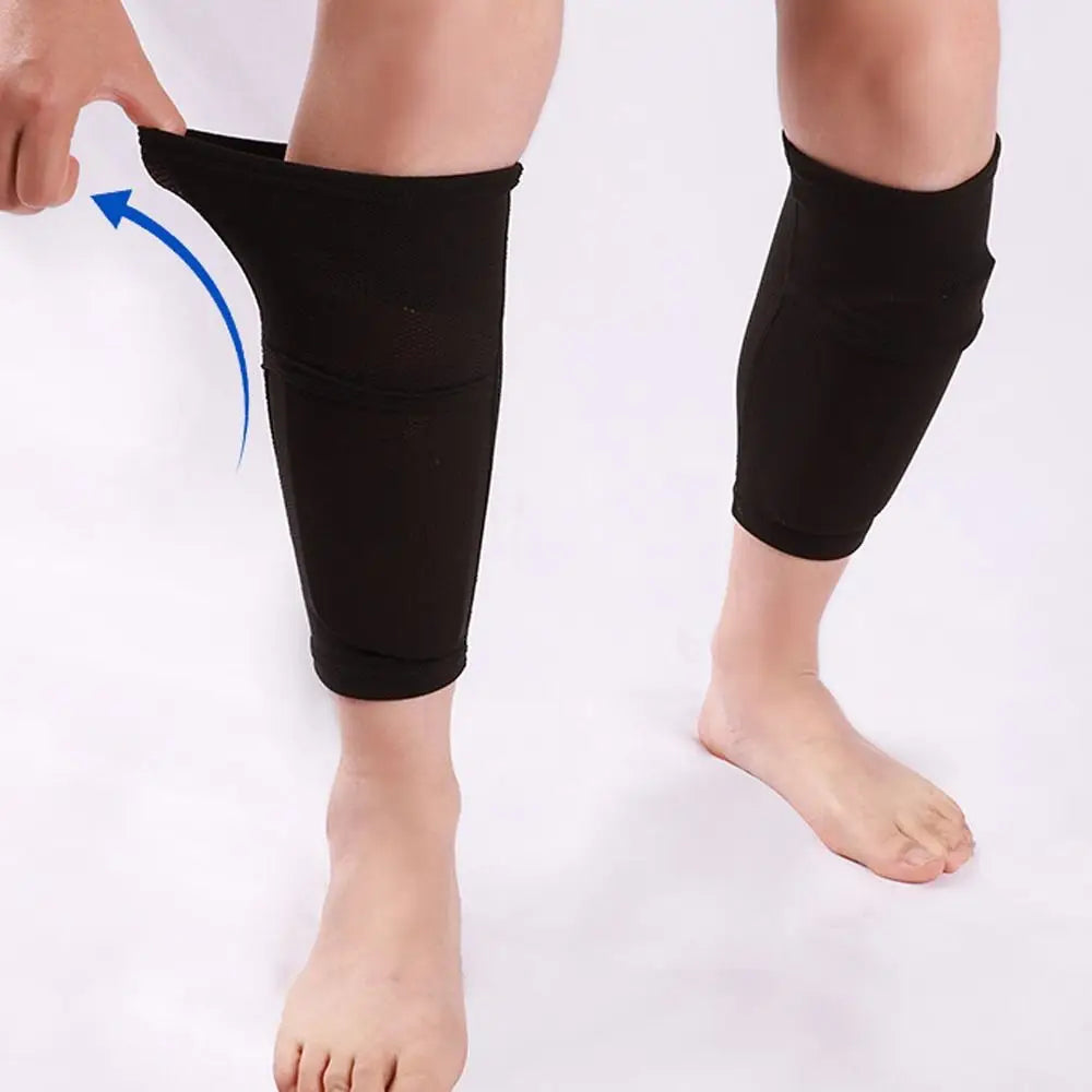 1Pair Soccer Shin Guard Football Crashproof Calf Protector Nylon Leg Sleeves Sock Shin Protector with Pocket Training Protection