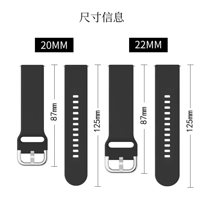 20mm 22mm Strap For Samsung galaxy watch 6/5/pro/3/4/6 Classic 43mm 47mm/Active 2 Silicone Sport bracelet huawei Gt 3-2-2e Band