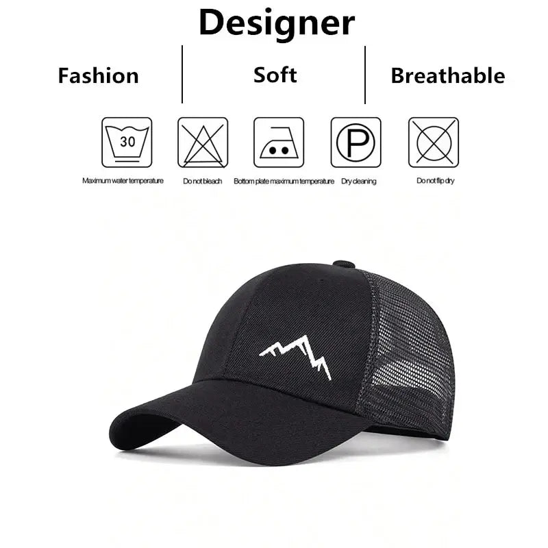 Unisex Mountain Range Embroidery Baseball Net Caps Spring and Summer Outdoor Adjustable Casual Hats Sunscreen Hat