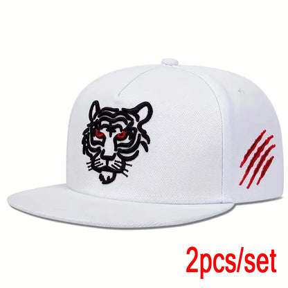 Unisex Tiger Embroidered Hip-hop Hats Outdoor Adjustable Casual Baseball Caps Sunscreen Hat