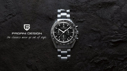 PAGANI DESIGN 2026 New Moon Men's Watches Luxury Quartz Watch For Men VK63 Chronograph AR Sapphire Mirror Ceramic Bezel Luminous