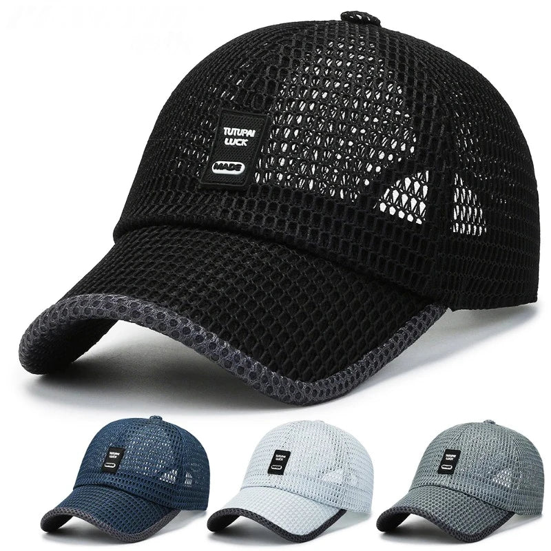 Summer Men'S Hats Summer Hat Men'S Sun Hat Outdoor Quick-Drying Mesh Cap Breathable Duck Tongue Cap Large Brim Baseball Cap