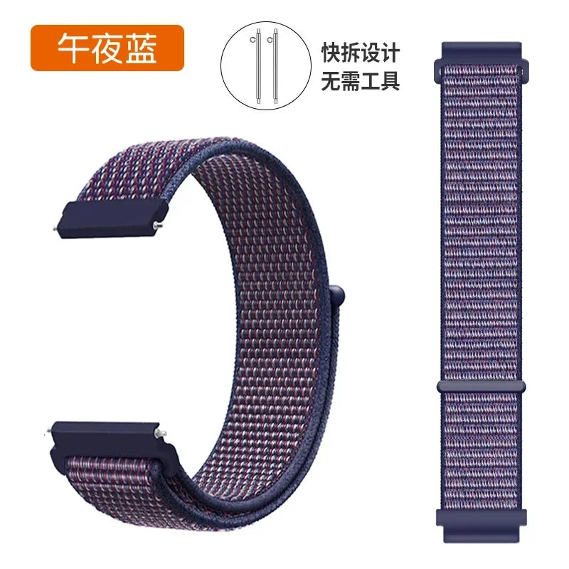 Nylon loop strap For Amazfit bip 6-5-3/u/S/pro Sport 20mm/22mm Bracelet for Amazfit GTS 4/3/2/2e/4 Mini/GTR 4/3/3 Pro/2/2e band