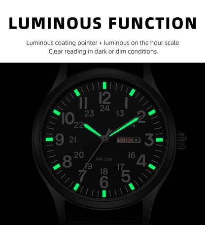 2024 TPW Field Watch Easy Reading Fabric Strap 24 Hours Display Quartz Movement