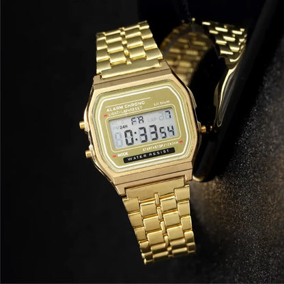 Luxury LED Digital Men's Watch Stainless Steel Electronic Wristwatch Simple Business Gold Silver Reloj Hombre