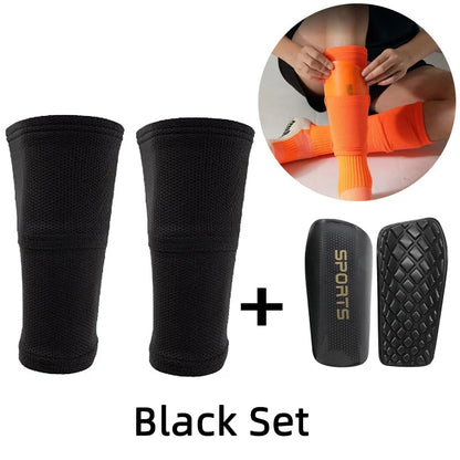 A Set Soccer Shin Guard Adults Kids Socks With Pocket Professional Shields Legging Shinguards Cover Sleeves Protective Gear