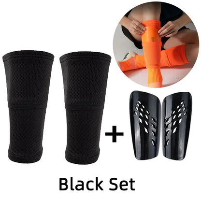 A Set Soccer Shin Guard Adults Kids Socks With Pocket Professional Shields Legging Shinguards Cover Sleeves Protective Gear