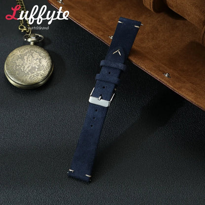 Vintage Suede Leather Watch Band 18mm 20mm 22mm Handmade Men Women Wristwatch Strap Quick Release Smartwatch Watchband