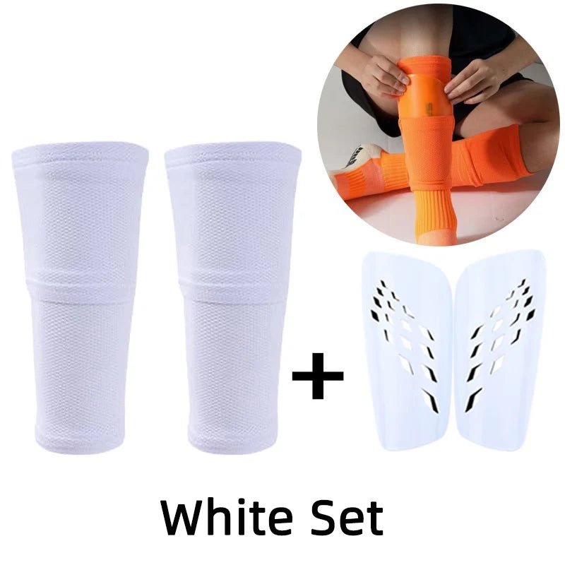 A Set Soccer Shin Guard Adults Kids Socks With Pocket Professional Shields Legging Shinguards Cover Sleeves Protective Gear